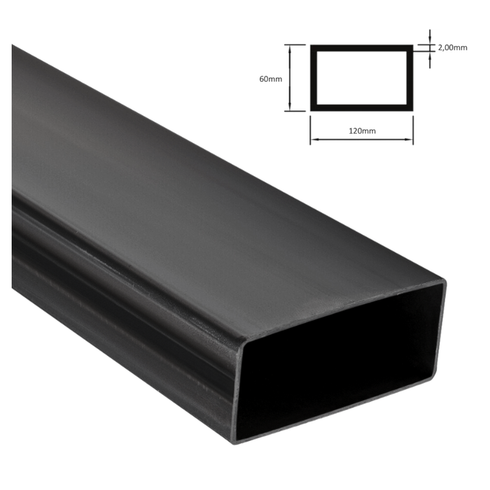 Tubo Retangular Metalon 120x60mm (12cmx6cm) Aço Carbono