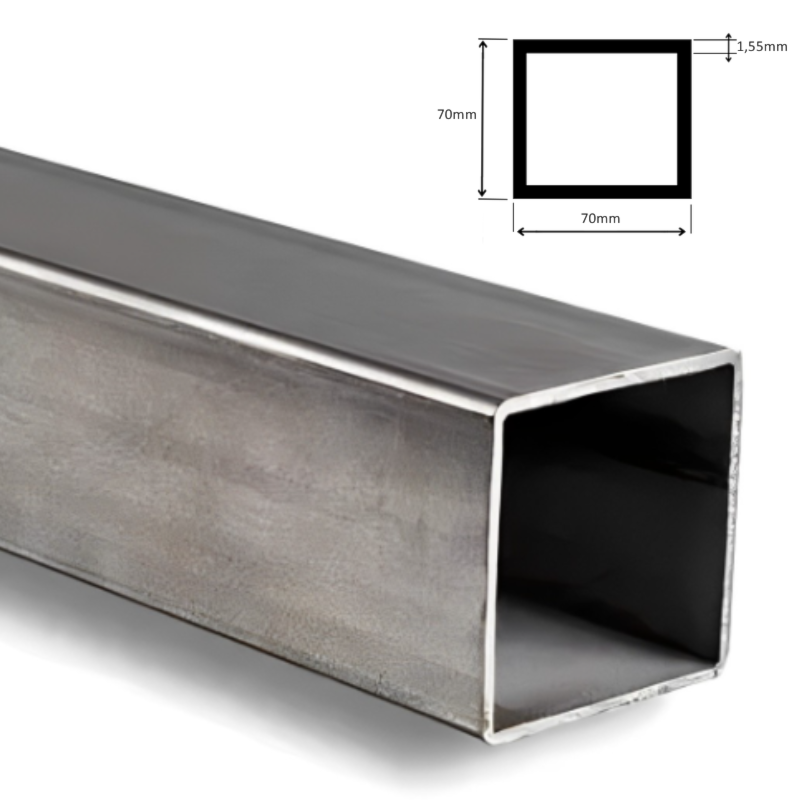 Tubo Quadrado Metalon 70 x 70mm (7cmx7cm) Aço Carbono